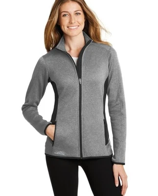 Jaqueta feminina Eddie Bauer L cinza/preta forrada de lã elástica zíper completo nova sem etiquetas - Imagem 1 de 4