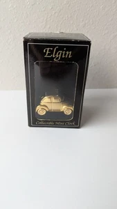 Elgin Volkswagen Bug Car Desktop Mini Clock Quartz Gold Chrome Finish - Picture 1 of 11