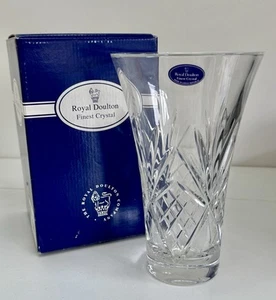 Lovely Vintage Royal Doulton Glass Crystal Large Vase In Box - Picture 1 of 3