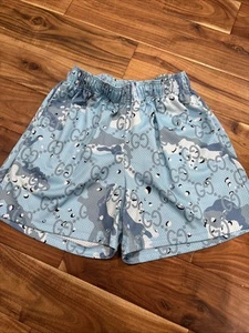 Bravest Studios Men's Shorts Mesh GG Print Baby Blue Size X-Large Pre-owned - Picture 1 of 6
