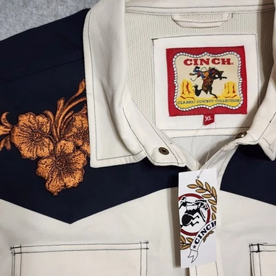 Nueva Camisa Cinch Western Ventilada Para Hombres XL Bordada Floral SS Elastizada Crema A Presión Foto 1 de 4