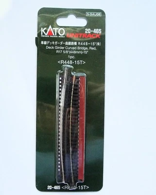 Kato 20-465 UNITRACK R448mm-15º Deck Girder Curved Bridge Red N Scale - Image 1 of 2