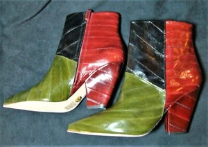 Neu ohne Etikett Tory Burch 9,5 lila Aalskin brasilianisches Leder burgunderrot schwarz grün Stiefel - Bild 1 von 8