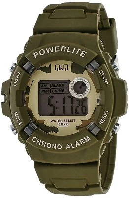 Q&Q by Citizen M051J003Y PowerLite Men's Digital Sport Watch Green Resin Strap - Image 1 of 2