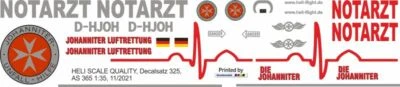 HELI SCALE QUALITY Decal 325 AS 365 Dauphin 2 Johanniter D-HJOH