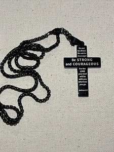 Cross Necklace Bible Verse Chain, Unisex Necklace With Pattern Black Necklace - Picture 1 of 2
