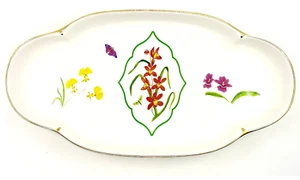 Lynn Chase Bathroom Soap Trinket Tray,Ceramic,Yellow,Floral,Butterflies,10"x5.4" - Picture 1 of 3
