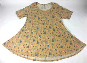 Camisa de Vestir LuLaRoe Floral Manga Corta Fluida Oro Amarillo Hi Lo S Camiseta Perfecta - Imagen 1 de 8