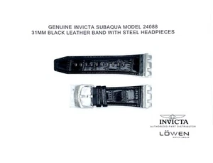 Invicta Subaqua 24088 Black 31 MM Leather / Steel Inserts Watch Band - Picture 1 of 3