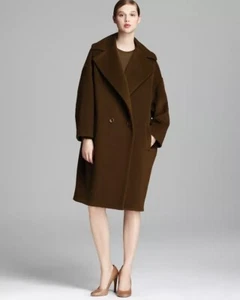 MAX MARA Kaiser Wool Cashmere Blend Overside Coat 6 Medium Brown Double Breasted - Picture 1 of 9