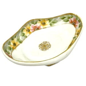 Baratija Porcelana Nipona Plato Blanco Tazón Blanco Pintado a Mano Floral Oro Moriage - Imagen 1 de 9