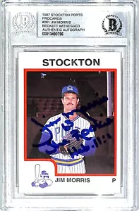 1987 Stockton Ports JIM MORRIS "The Rookie" Signed Card #261 SLABBED BAS Witness - Picture 1 of 3