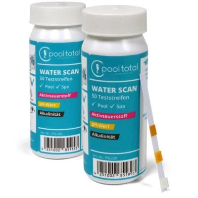 2x Water SCAN 3 in 1 Teststreifen Aktivsauerstoff pH-Wert Alkalinität POOL Total - Bild 1 von 4