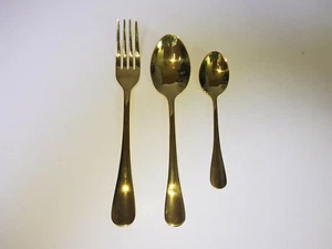 Set gold Stainless Steel Dinnerware spoon fork Cutlery Dinnerware Tableware - Picture 1 of 3