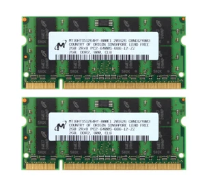 Micron 4GB 2x2GB RAM PC2-6400S DDR2 800MHz 200Pin NON-ECC SODIMM Laptop Memory - Picture 1 of 9