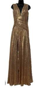 Nuevo con etiquetas Vestido Largo Marciano Guess Lentejuelas Doradas Talla S Dorado - Imagen 1 de 10