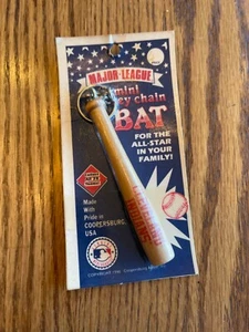 Vtg Cleveland Indians Keychain Mini Wood Bat MLB NEW IN PACKAGE 1990 - Picture 1 of 2