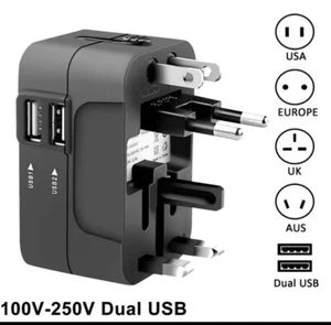 New Plug Adapter 2 USB charge Port World Travel AC Power Charger UK EU Converter - Picture 1 of 4