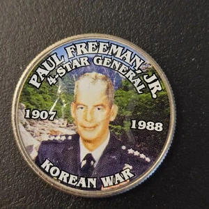 Colorized Kennedy Half Dollar Korean War Coin Paul Freeman JR General US Army - Bild 1 von 4