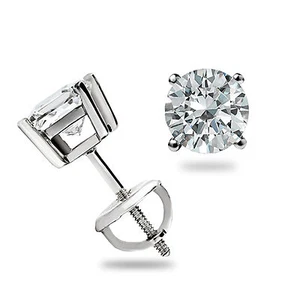 0,42 quilates Corte Redondo Cesta GRA MOISSANITA Pendientes Tornillos Traseros Oro Blanco 14K Regalo - Imagen 1 de 14