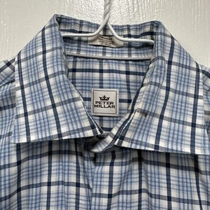 Peter Millar Men's Shirt Long sleeve Blue Plaid size M *Stain - Bild 1 von 12