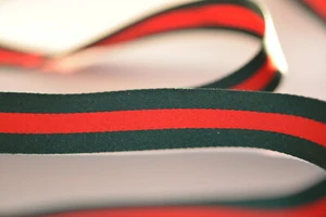 2 yards Gucci inspired green and red striped woven ribbon DIY - Premium Quality - Picture 1 of 7