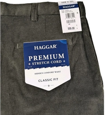 Новый Haggar первоклассный эластичной вельветовые брюки классический крой комфорт 38 x 32 зеленый новый с Ярлыками - Изображение 1 из 4