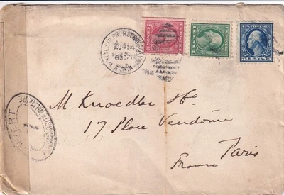 US White Sulphur Springs Virginia Knoedler&Co 1916 to Paris censored cover SA65 - Image 1 of 2