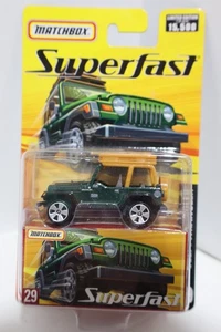 2005 Matchbox Superfast #29 Jeep® Wrangler MOSS GREEN PEARLCOAT - Picture 1 of 3