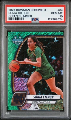 2024 Bowman Chrome University Sonia Citron #64 Green Shimmer PSA 10 - Image 1 of 2