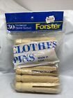 Forster Wooden Clothes Pins Round Head Lot of 30 NEW