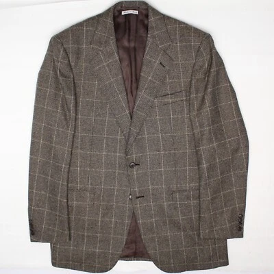 Abrigo deportivo Belvest para hombre 42L gris marrón negro a cuadros lana cachemir chaqueta suave Foto 1 de 4