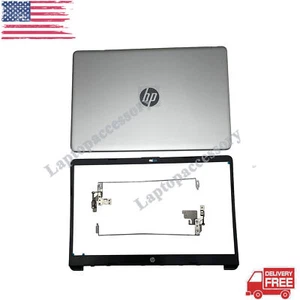 New For HP 15-DW 15-dw1083wm Top Back Cover Front Bezel Hinges Silver L52012-001 - Picture 1 of 9