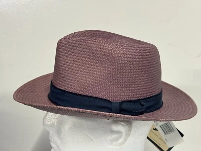 Bailey Brooks Mauve Genuine Panama Straw Fedora Hat Size small Hat NEW - Image 1 of 4