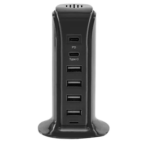 Estación de carga USB Aduro de 6 puertos con USB-C y puertos de entrega de energía - Imagen 1 de 1