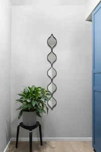 MirrorOutlet Large Black Metal Framed Tear Drop Wall Mirror - 49" X 6" 124x15cm - Picture 1 of 7