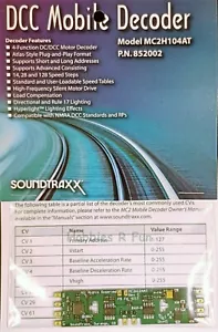 Modelo de trenes Soundtraxx MC2H104AT decodificador móvil para HO Locos plug'n'play - Imagen 1 de 3