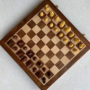 Wooden Magnetic Chess (12 INCH) Upgraded Version Travel Chess Set, Folding - Picture 1 of 9