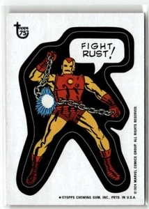 IRON MAN Comic Book Heroes Stickers "Fight Rust!" - 2013 Topps - 1975 Marvel #64 - Picture 1 of 3