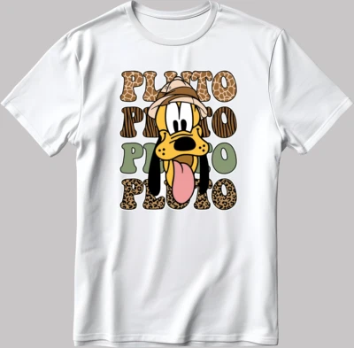 Disney Pluto Mickey Mouse kurzärmeliges weiß-schwarzes Herren-/Damen-T-Shirt J003 - Bild 1 von 4