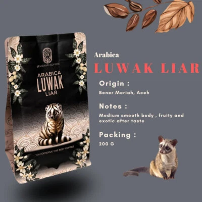 1 Kg Luwak Café Arábica Gayo 100% Civeta Salvaje Granos Enteros Café Tostado Foto 1 de 4