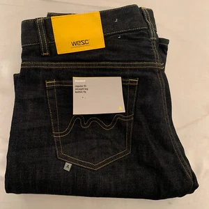 WeSC Jeans Mens 32x32/33 Standard 5-Pocket Denim Raw 399 One Wash New NWT - Picture 1 of 13