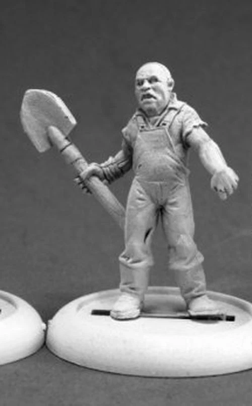 1 x ZOMBIE MINER SHOVEL BALD - CHRONOSCOPE REAPER miniature rpg jdr pelle 50317c