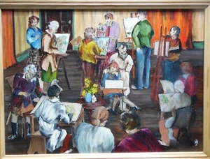 Pintura Figuras Nocturnas Club de Arte J M Hannay de Cupar Retrato Original De Colección - Imagen 1 de 8