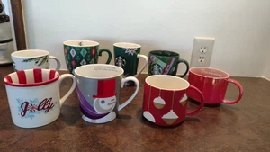 LOT OF 8 ASSORTED STARBUCKS CHRISTMAS COFFEE MUGS - 12 oz - 16 oz - 2002 - 2022 - Picture 1 of 18
