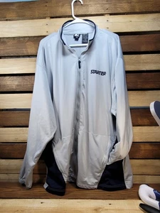 Vintage Starter Track Jacket Men's XLT XL Tall Light Gray with Dark Blue Accents - Picture 1 of 7