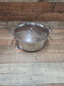 Olla de 6 cuartos de galón de acero inoxidable pulido todo revestido con tapa de asas ¡EXCELENTE! - Imagen 1 de 11
