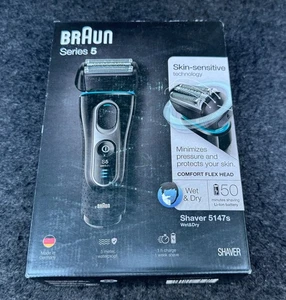 BRAUN 5147S Series 5 Premium Edition Rasoio Uomo Lavabile in Foil Nero (SIGILLATO) - Foto 1 di 3