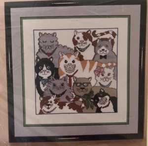 Counted Cross Stich Kit Vintage Kappie Originals Cats 2022 1 7 Pegasus New VTG - Picture 1 of 7