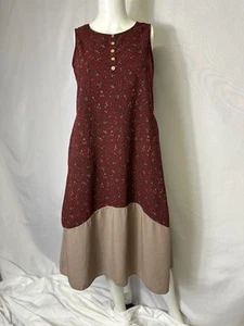 Women’s Prairie floral Long Vintage Maxi dress Burgundy Henly neck size XL - Picture 1 of 5